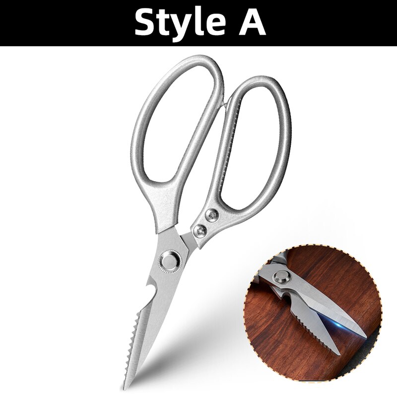 Scissor for Kitchen Chicken Bone Scissors Duck Fish Cutter Shears Stainless Steel Scissors Scale Clean Cook Scissors Knife: sliver 2
