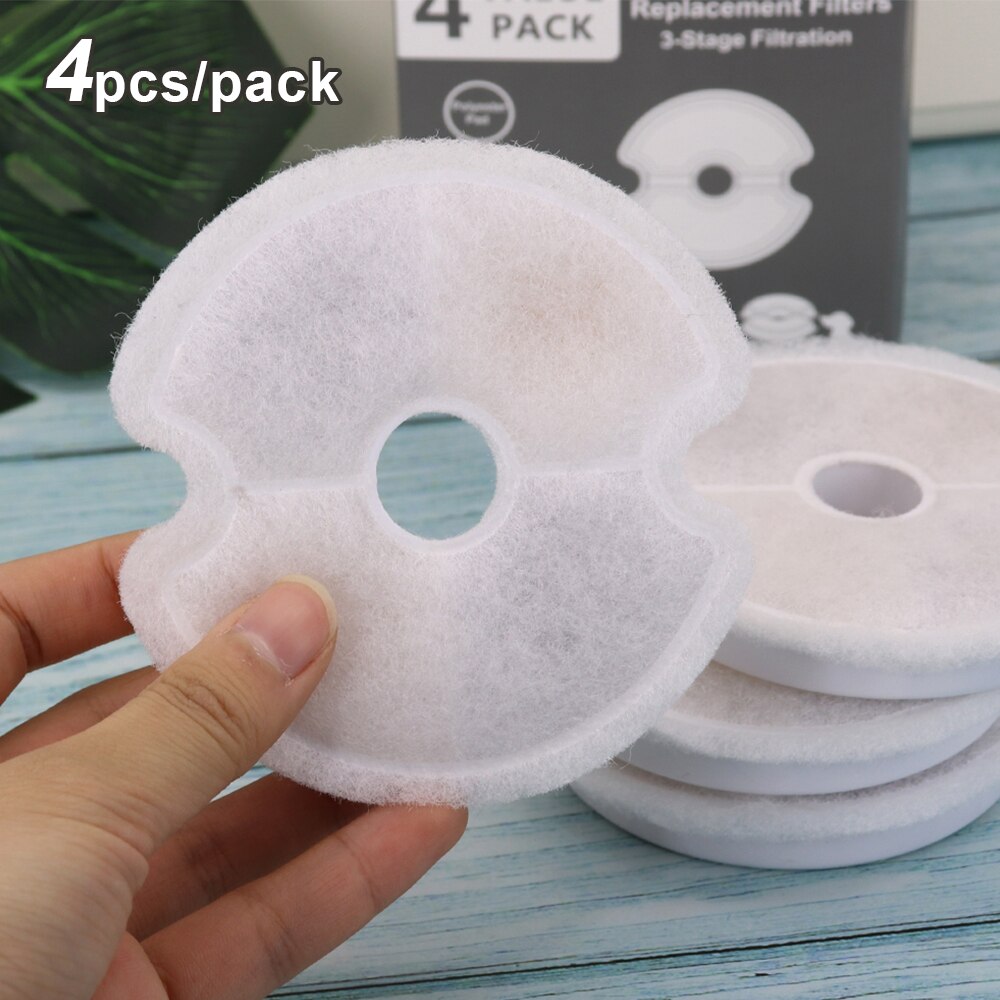 Filtros de fonte de água para gatos, 4 unidades, filtro de carvão ativado de substituição para dispensador de água de fonte de gato filtros substituídos