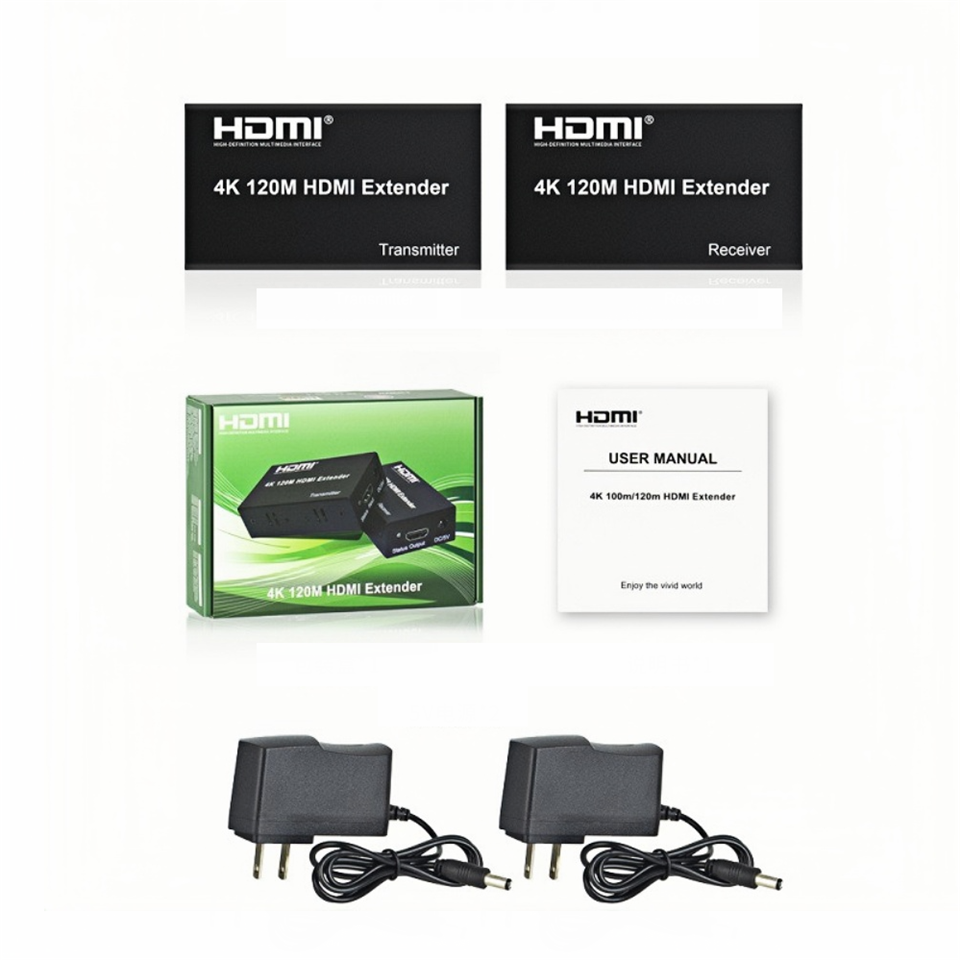 60M 1080p 120M 4K HDMI Extender HD Audio Video Signal amplifier over expander to RJ45 Cat5e/6 cable Transmitter Receiver Laptop