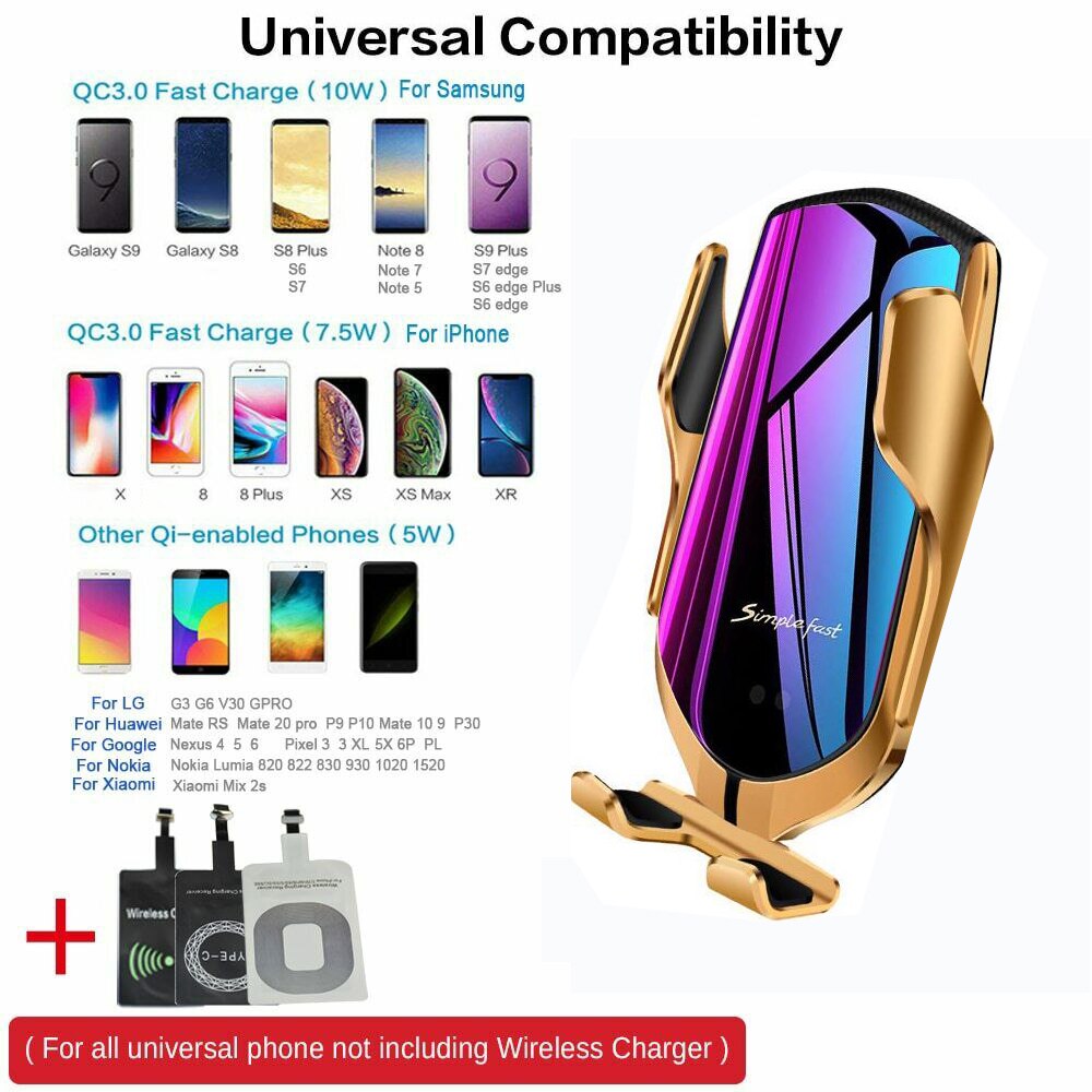 R3 smart Infrared Induction sensor car wireless charging Holder 10W Simple Fast Wireless Charger For iphone 8 8Plus X For Huawei