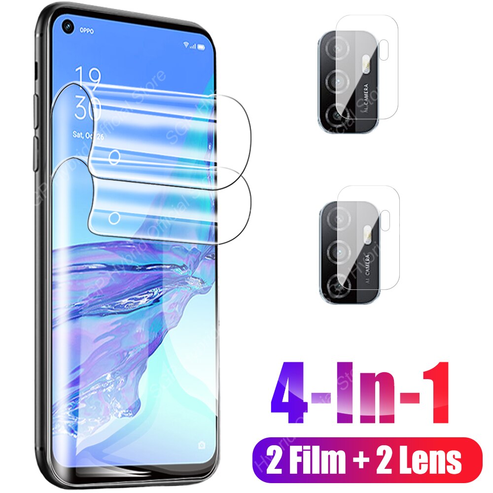 4- in- 1- displayschutzfolie aus hydrogel für oppo  a5 a9 a12 a15 a16 a54 a72 a73 a74 a94 ( 5g kameraschutz, kein gehärtetes glas)