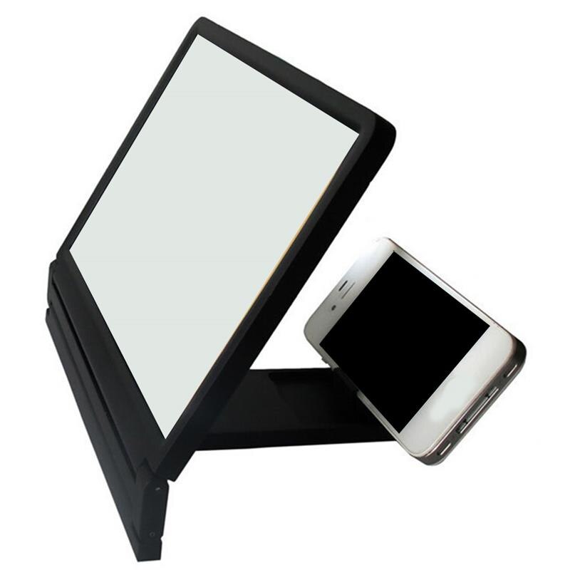 3D Gsm-scherm Vergrootglas Hd Video Versterker Stand Beugel Met Movie Game Vergrootglas Folding Telefoon Bureau Houder: Black