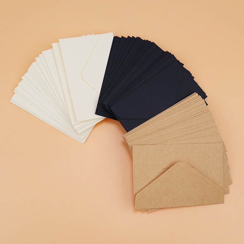 40Pcs Klassieke Wit Zwart Kraft Blank Mini Papier Venster Enveloppen Huwelijksuitnodiging Envelop Cadeau Envelop