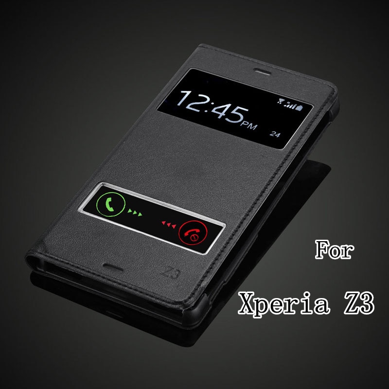 Voor Sony Xperia Z3 D6603 D6643 D6653 D6616 D6633 Batterij behuizing cover Luxe Hashion View Windows Flip Leather PU Case