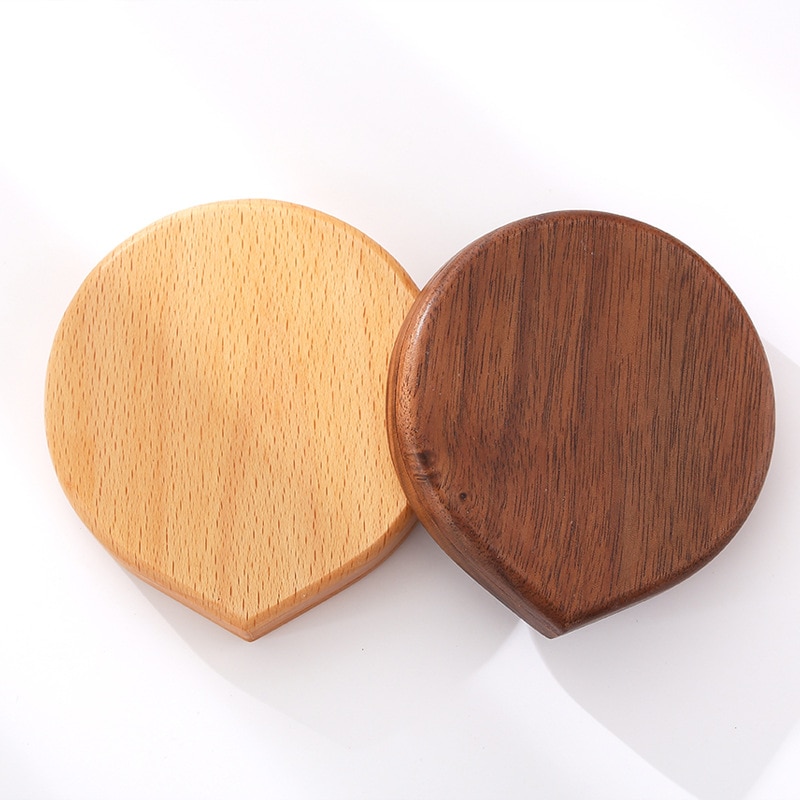 Wooden Compact Makeup Mirror 360 Degree Magnet Open Small Pocket Purses Mirror Portable Heart Shape Folding Hand Mirror