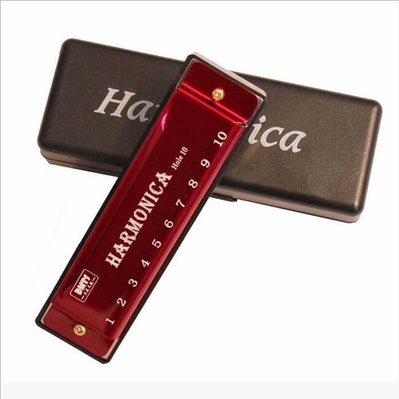 Harmonica Professionele Harmonica Standaard Diatonische 10 Gaten Sleutel Van C Blues Harmonica Muziekinstrument Diatonische Harp Met Case: Red