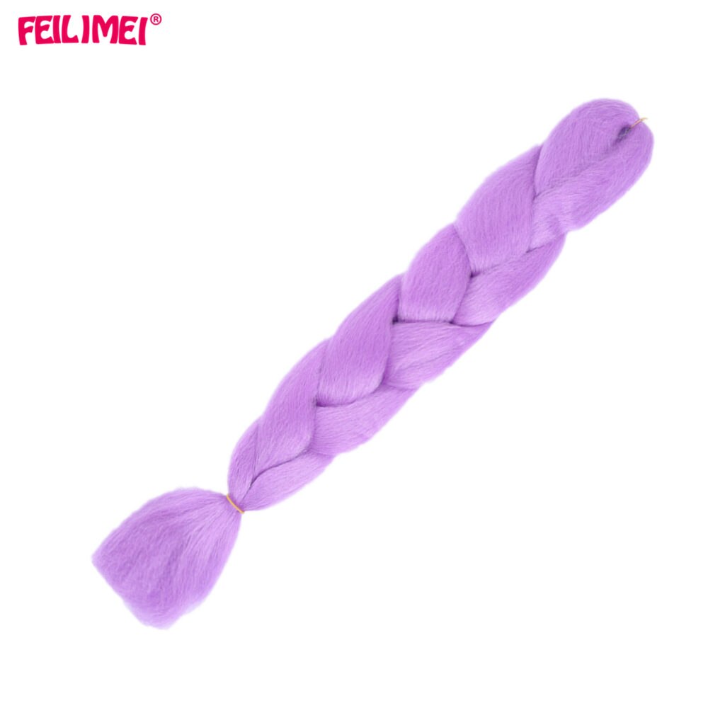 Feilimei-extensions capillaires synthétiques brillantes, mèches longues, tresses Jumbo lumineuses rose bleu violet blanc Ombre: volit