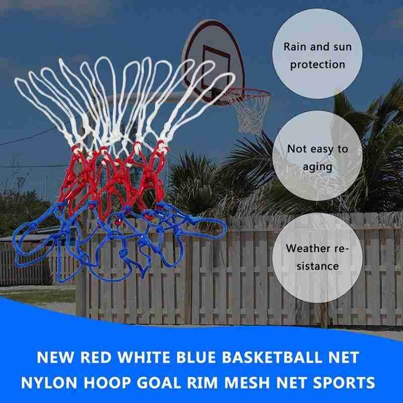 Universal Nylon Basketball Net Mesh Basketball Backboard Red Rim Blue Mesh Ball Goal White Hoop Rim Y7L0