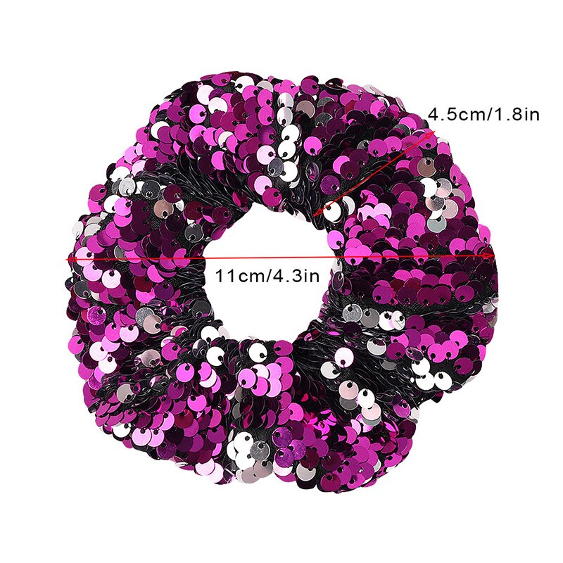 Paljett hår scrunchie glitter hårslipsar färgglada elastiska hårband vändbara paljetter scrunchies för flickor kvinnor håraccessoarer