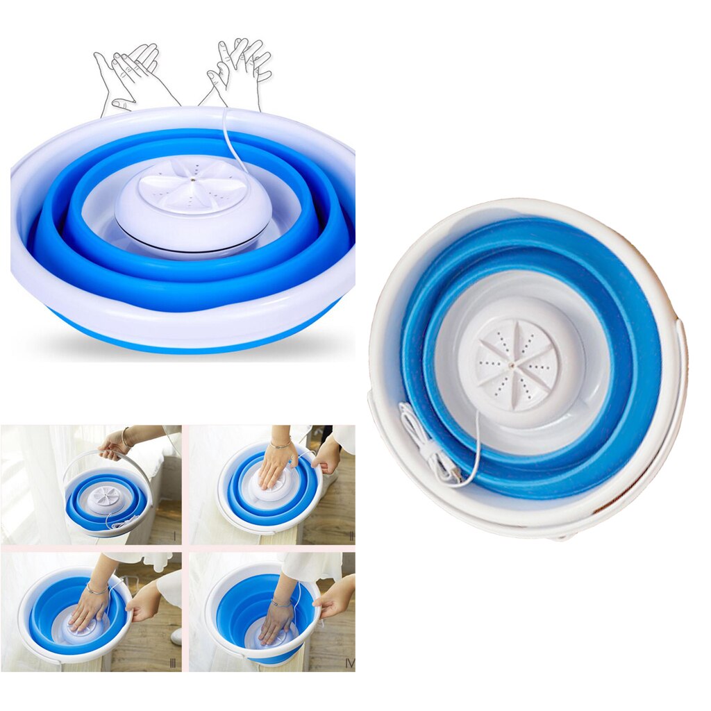 Portable Mini Washing Machine Folding Washer USB Charger Ultrasonic Turbine