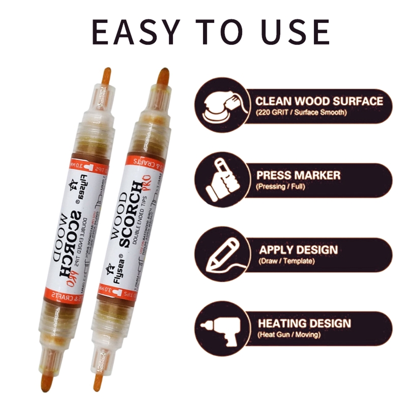 Pyrography Marker Wood Burning Pen Double Ended Portable Durable for Artists Pyrography Art Handmade Wood Crafts