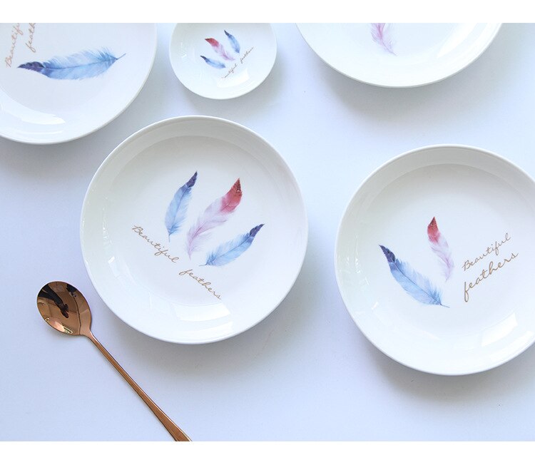 de plumas de platos domésticos estilo minimalista nórdico plato redondo suministros de cocina casera