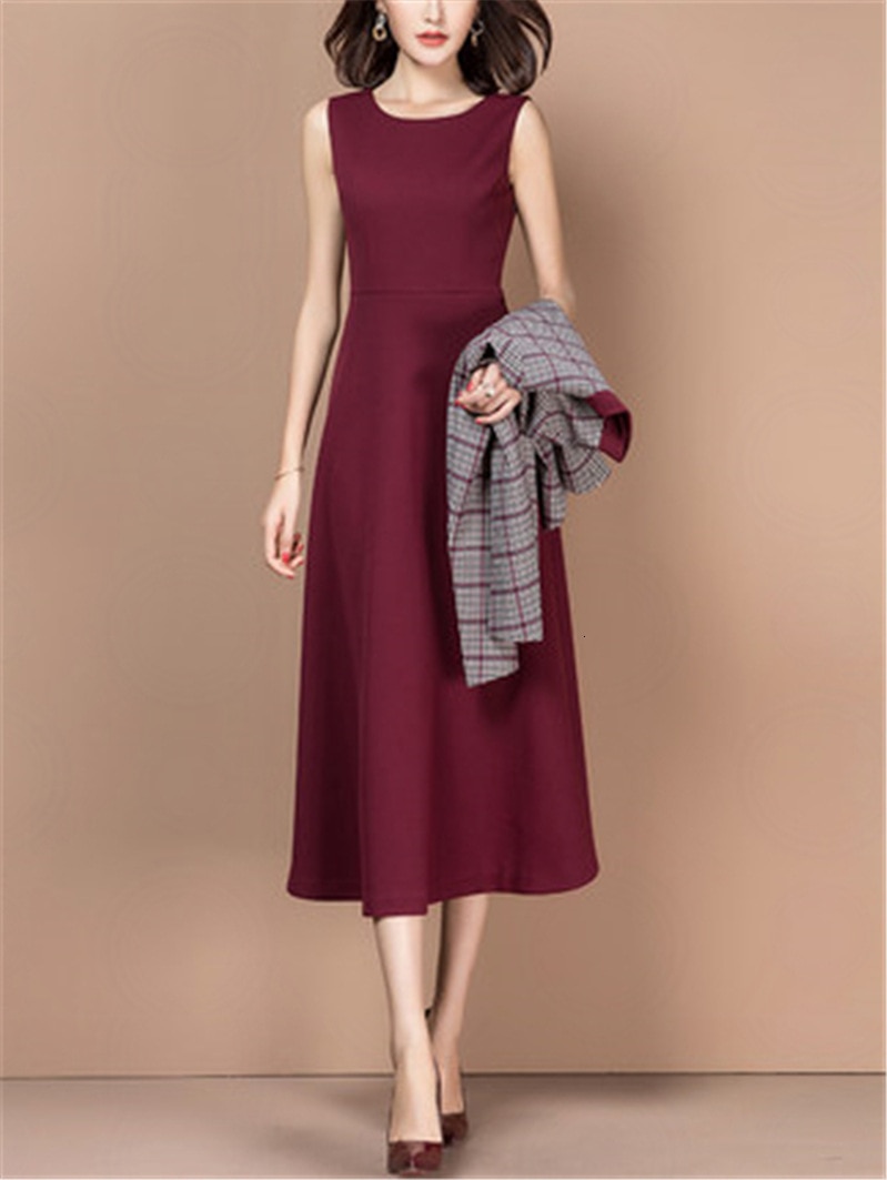 Trajes de vestir para mujer, de manga larga, Estilo Vintage a cuadros, chaqueta delgada, vestidos de talla grande, Formal, de negocios, para oficina, conjunto de 2 piezas de ropa