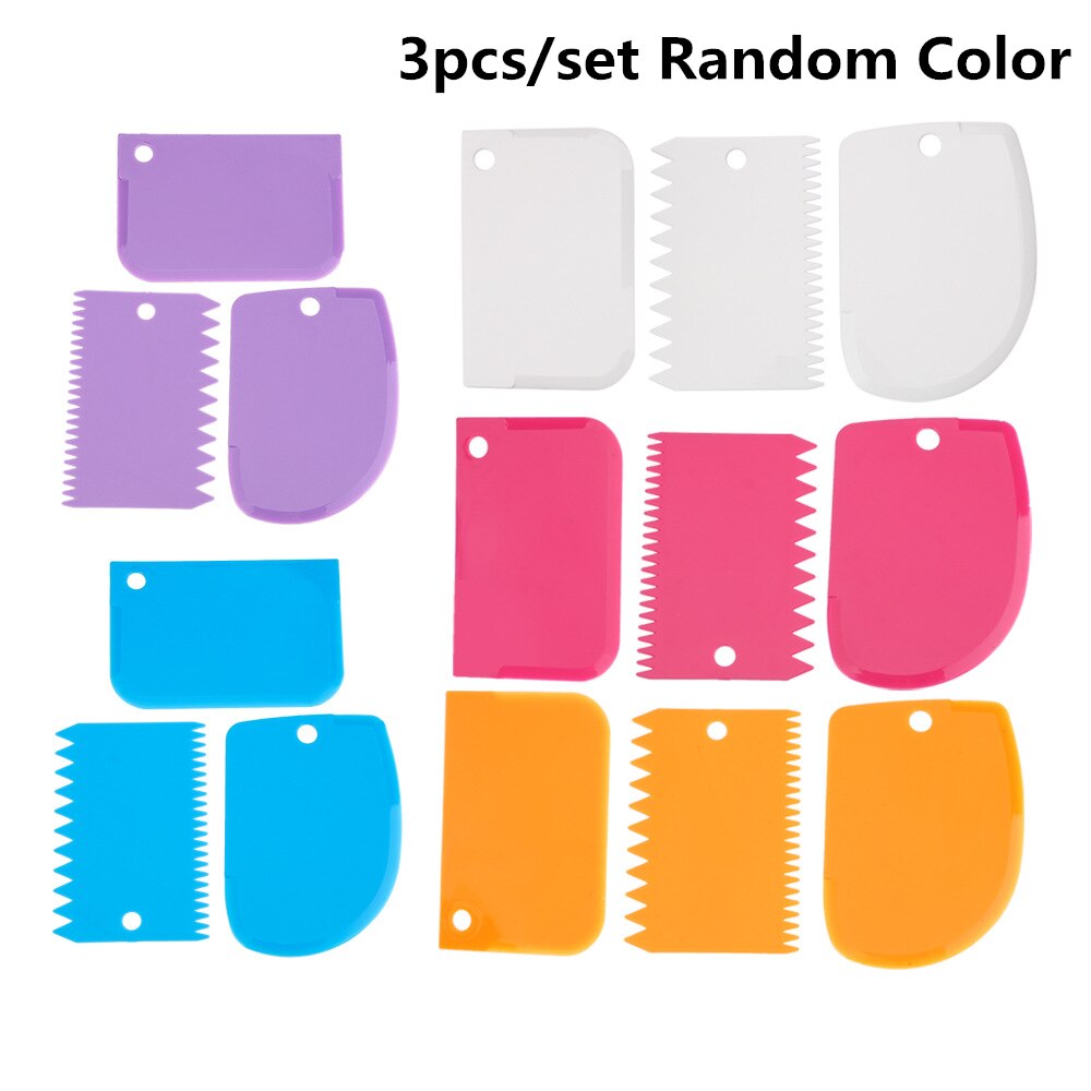 3Pcs Cake Cream Scraper Baking Pastry Tools Irregular Teeth Edge Plastic Dough Knife Fondant Scraper Spatulas Cutters Tools: Default Title