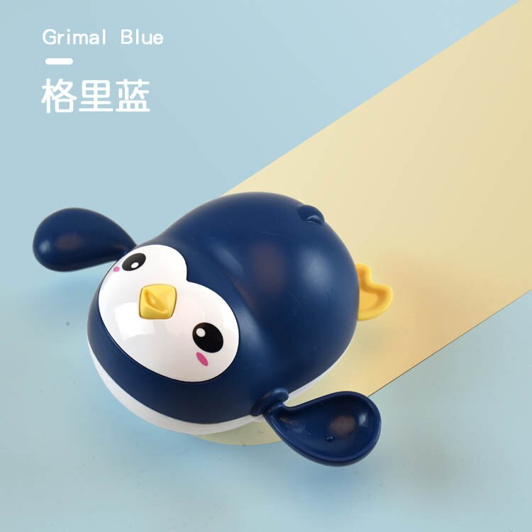 1Pcs Bath Toys Cute Crab Baby Shower Baby Wind Up Swim Play Toy Swimming Pool Accessories Baby Play Beach Water Toys: Penguin Blue