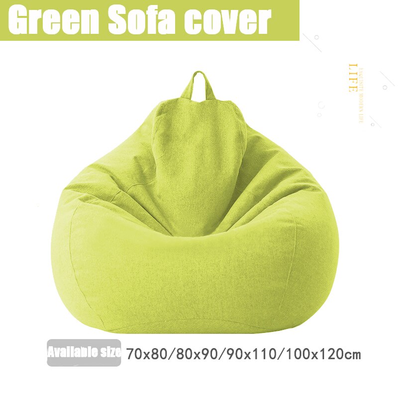 Housse de canapé bouffante sans remplissage, en tissu de lin, siège long, Pouf bouffant, Tatami, Salon: Green-Sofa cover / 80X90cm
