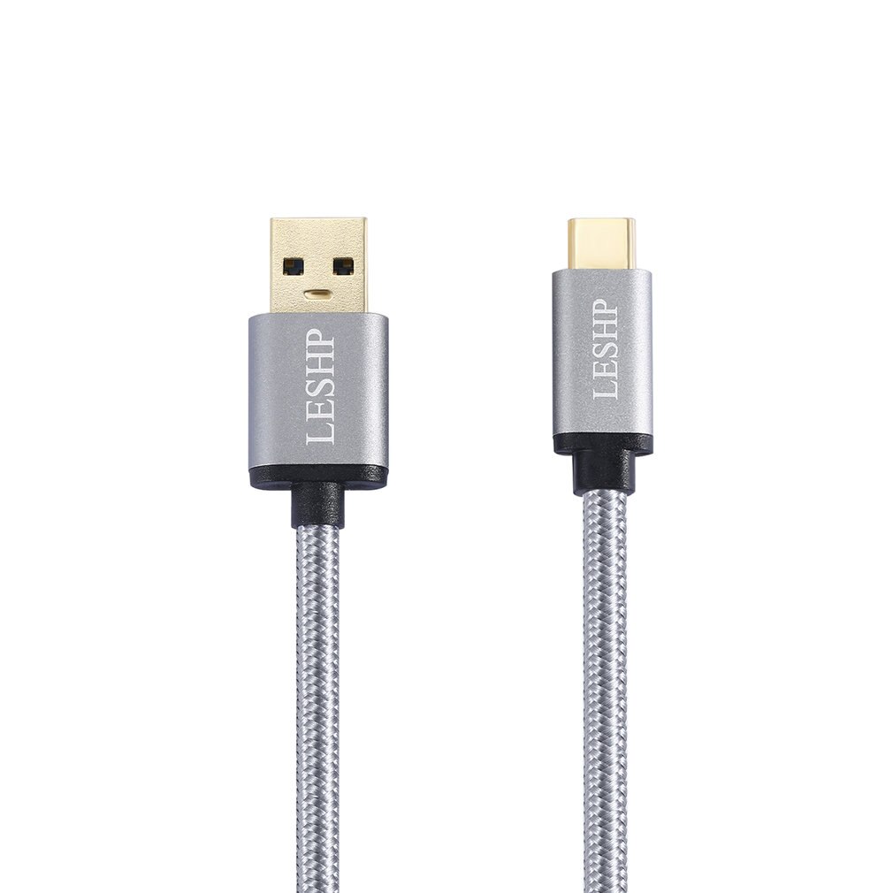 LESHP Metal Shell Nylon Braided Lightweight Durable Safe Large Current USB3.0A to USB Type-C Charging Data Charger 1M Cable