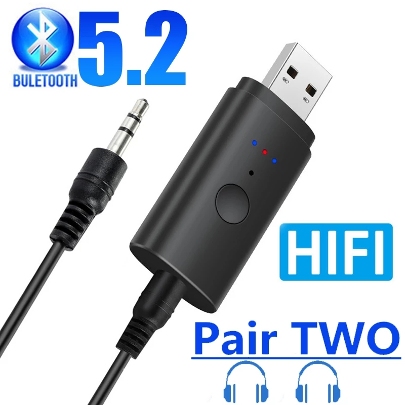 Rozdzielacz Bluetooth Bezprzewodowy nadajnik audio Adapter do 2 szt. Słuchawek pracujących razem, 2 bezprzewodowe słuchawki odtwarza się razem