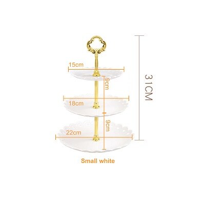 Présentoir à Gâteaux 3 Étages HonGien - Blanc Motif Vague - Pour Fêtes Et Mariages