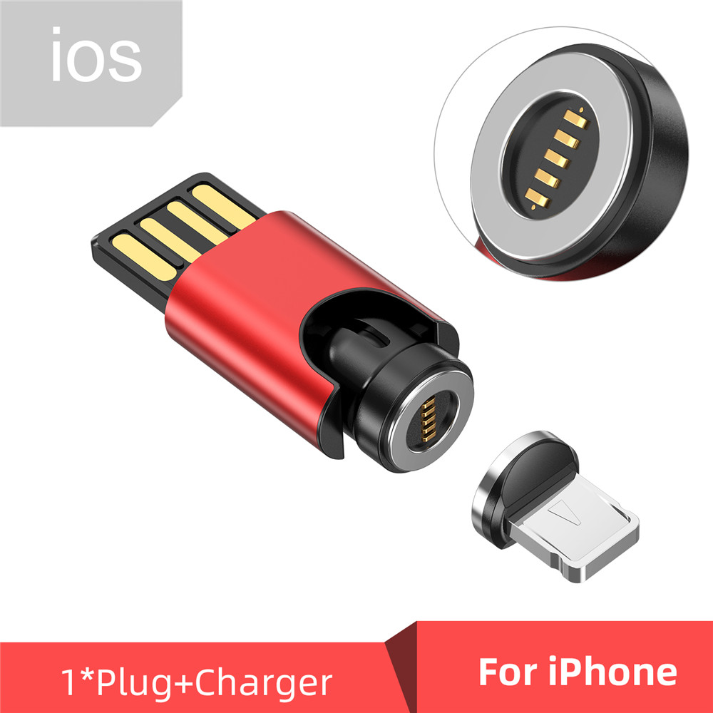 540 Rotate 3A Magnetic Fast Charger USB Type C Data Transfer Cable For Huawei Xiaomi redmi Samsung USB Magnetic Charging Cable: Red For iphone