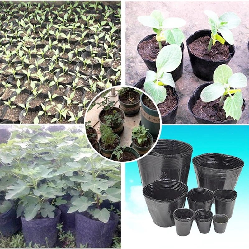 Maceta de plástico para maceta de vivero, bolsa de siembra para planta para jardín doméstico, maceta para vivero de flores, 100 Uds.