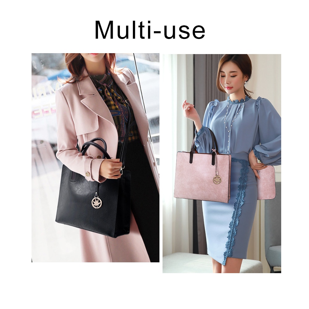 3 uds las mujeres bolsa de bolsa de bolso de cuero de poliuretano para mujer sólida bolsa de mensajero de color hombro cartera bolsas para las mujeres