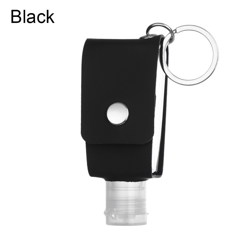 Botella desinfectante de manos portátil, llavero de viaje reutilizable, gel para el lavado de manos, Sub-embotellado con llavero portador, 30ml: Negro