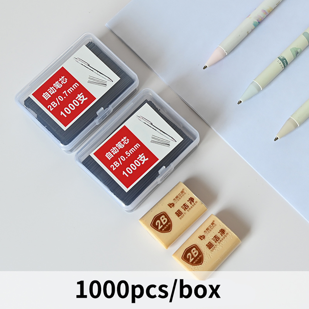 1000Stck 0,5/0,7mm 2B Mechanische Bleistift Ersetzen Bergwerk Bleistift Nachfüllung Studenten Löschbaren Schreiben Zeichnung Schreibwaren