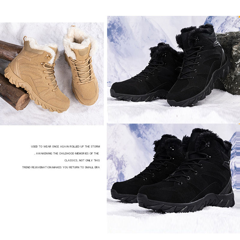 Botas de invierno cálidas para hombre y mujer, botines tácticos militares, zapatos de algodón para escalada al aire libre, zapatos clásicos para el desierto, botas de nieve