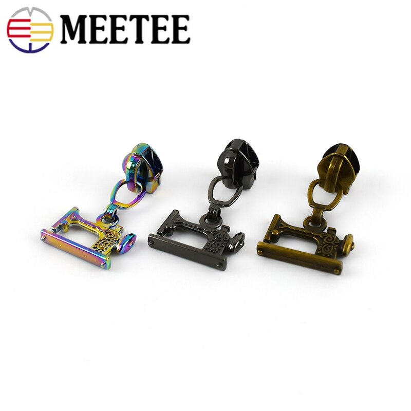 Meetee 10pcs 3# 5# Zipper Sliders for Metal Nylon Resin Zips Garment Repair Zip Head DIY Jacket Sew Zippers Slider Puller Kits