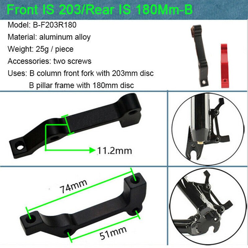 Support de freins à disque de vélo vtt, 180/203mm IS-PM, levier, Rotor avant montage pour siège arrière en aluminium, 160, 180, 203mm