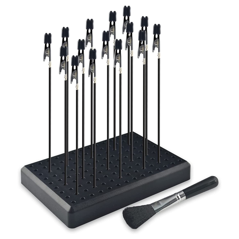 ABEST Haute Qualité 10 Pcs Alligator Clip Sticks avec Base Titulaire Maquettes et Modélisme pour Aérographe,photo, mémo, peinture au pistolet