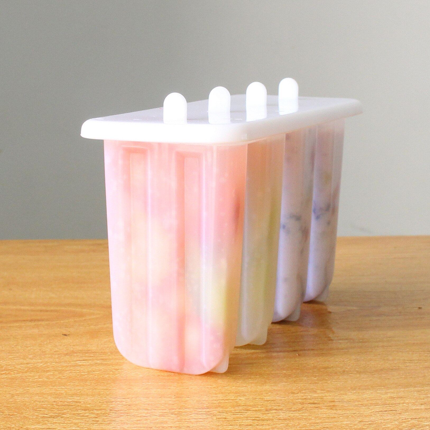 1 Set 4 Cells Popsicles Mold Plastic Frozen Ice Cream Mold Popsicle Maker Lolly Mould Tray Pan Maker Tool Summer DYI Supplies