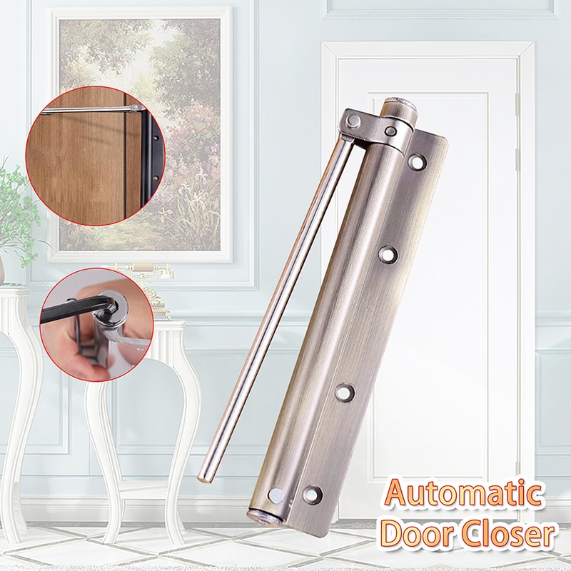 Automatic Spring Buffer Surface Mounted Adjustable Door Closer Aluminum Alloy Door Closing Device for Home and Commercial