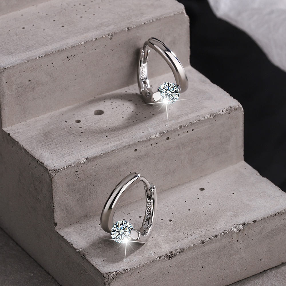Pendientes Huggies de plata esterlina 2023 para mujer, aretes pequeños redondos de circonita con diamantes de imitación, aretes de aro, de joyería de , novedad de 925