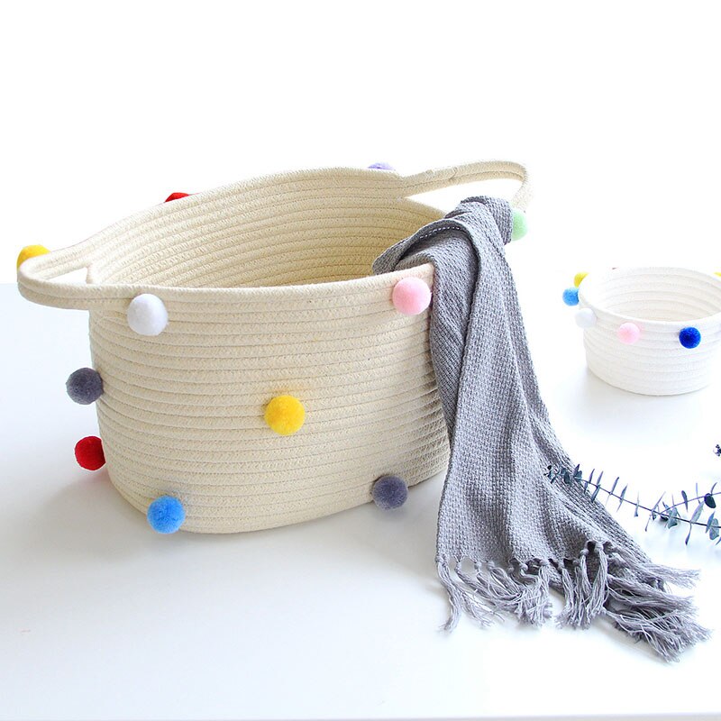 Rope Storage Baskets with Handles Durable Laundry Nursery Weaving Organizer large Dirty hamper H99F