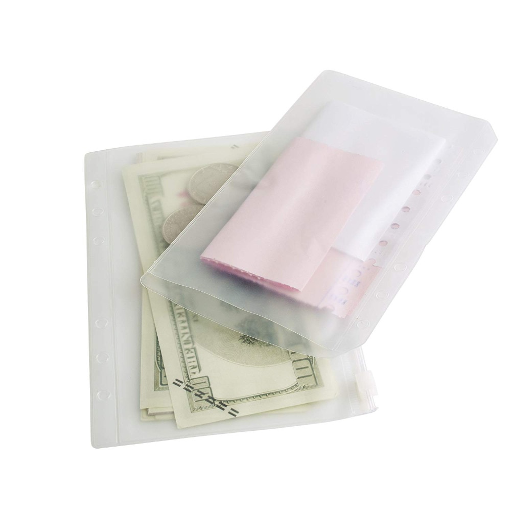 XRHYY 6Pcs Zipper Envelope Binder Pocket &amp; 6Pcs A6 Vertical Sleeve Case Storage Pouch For Home Office Business Card Credit Card