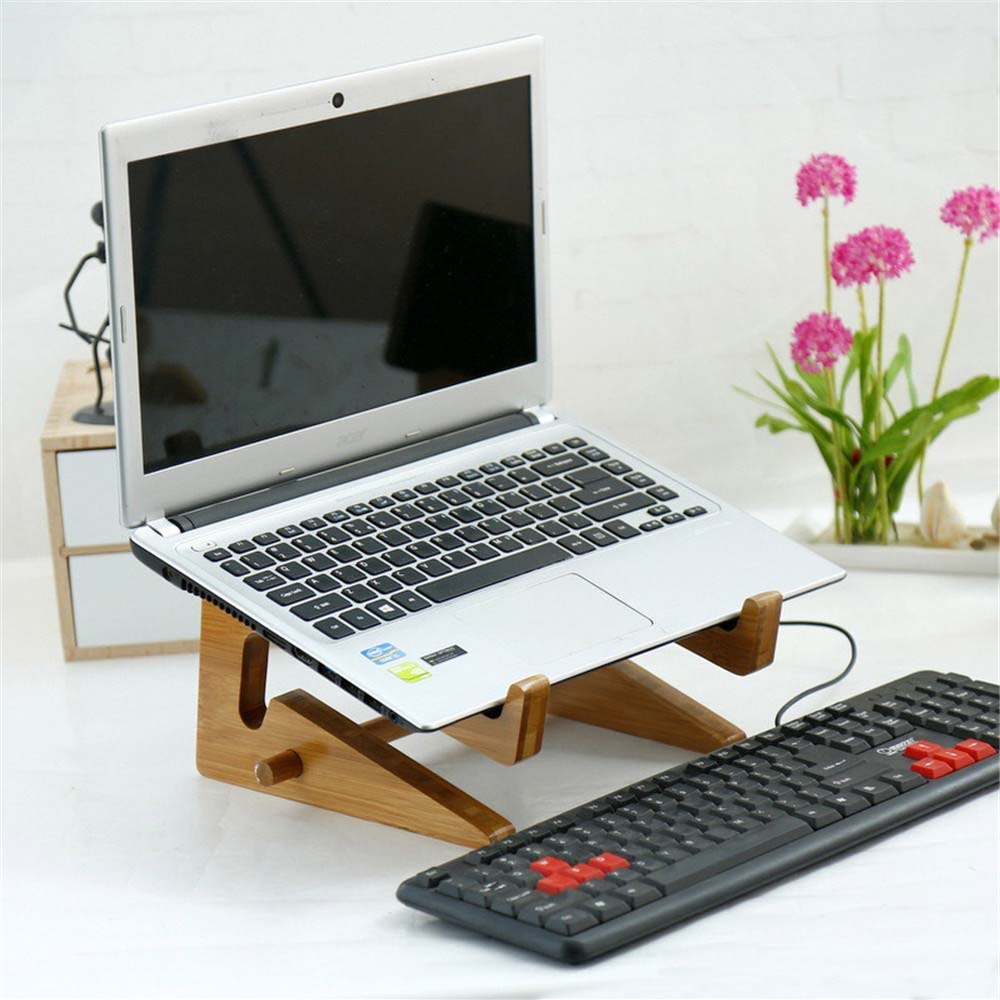 Draagbare Laptop Hout Stand Notebook Voeg Hoogte Houder Desktop Organizer Beugel Voor Macbook Dell Lenovo