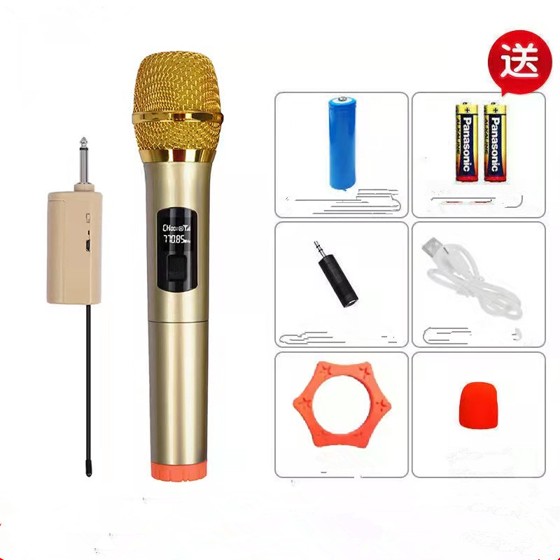 Handheld Wireless Microphone UHF Dynamic Mic with Portable Mini Receiver Compatible with Speaker Karaoke System Home Theater: Type-A