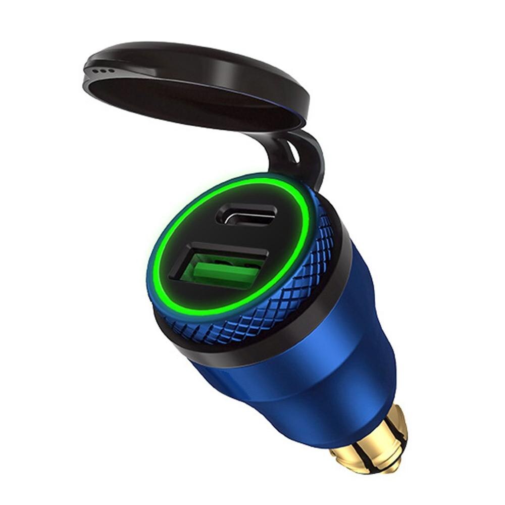 12V-24V QC3.0 USB Type C PD Fast Charging Power Adapter Charger Hella DIN EU Plug Socket for DUCATI Motorcycle B8