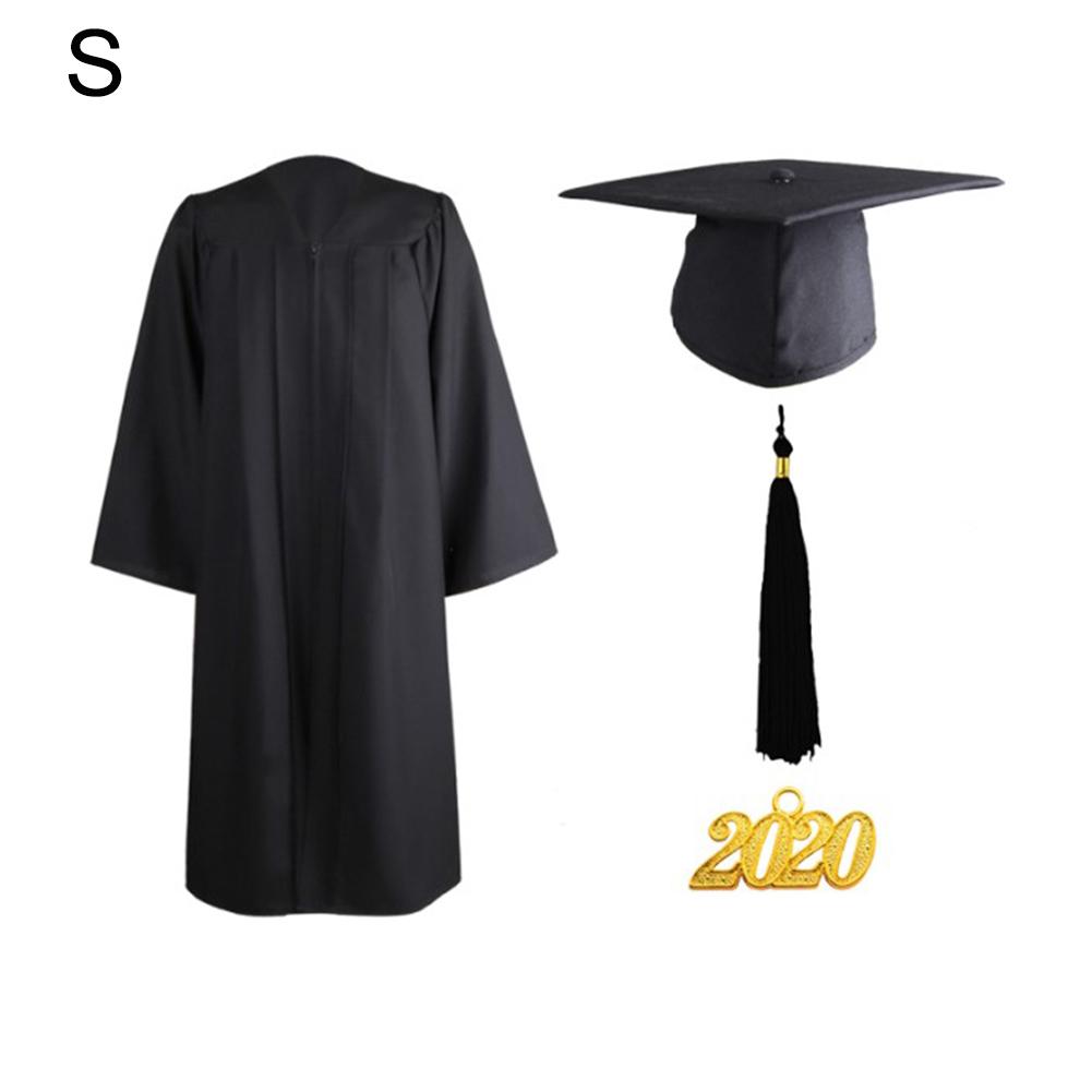 1 stk universitetseksamen kjole studerende uniformer klasse hold slid kjole bachelor kapper + hat sæt akademisk kjole til voksen: M