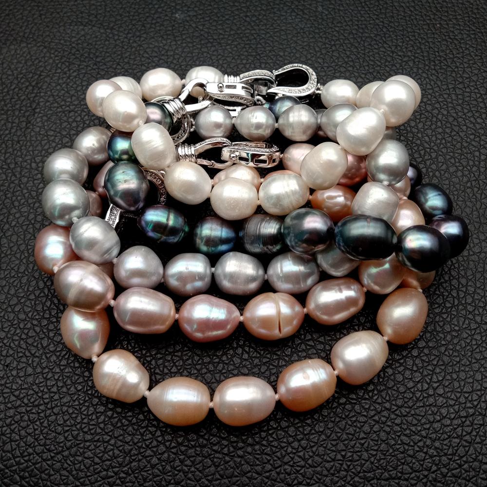 8 '10X12Mm Roze Wit Grijs Zwart Paars Rijst Parel Armband