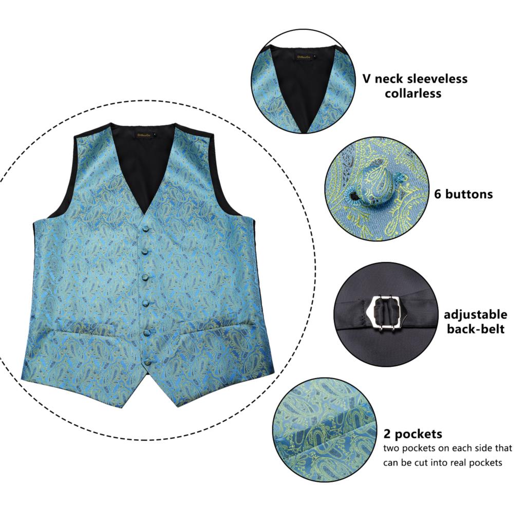 Mænd bryllup jakkesæt vest formel smoking vest festkjole blazer blå silke vest vest butterfly sæt ærmeløs jakke dibangu
