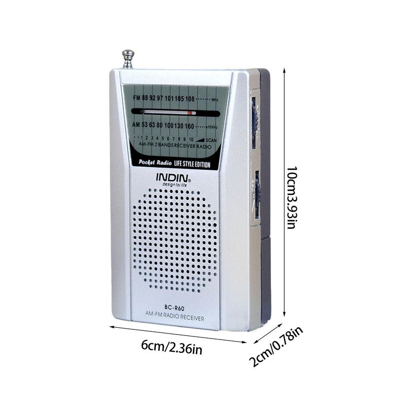 Mini Pocket Radio Speakers Earphone BC-R60 2-Band Portable Radio AM FM AA Battery Operated w/ Speaker Headphone Jack