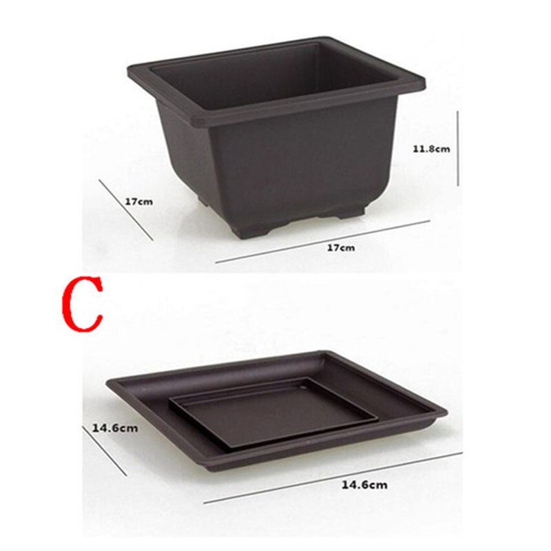 1pc urtepotte imiteret lilla sand kødfuld balkon firkantede plastikkrukker blomst bonsai skål bordursery kumme planter med bakke: 3