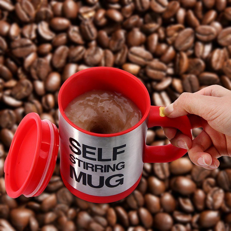 Tasse de boisson chaude électrique isolée par Double de la tasse 400ml de café d'agitation d'individu avec la couverture de tasse: Red