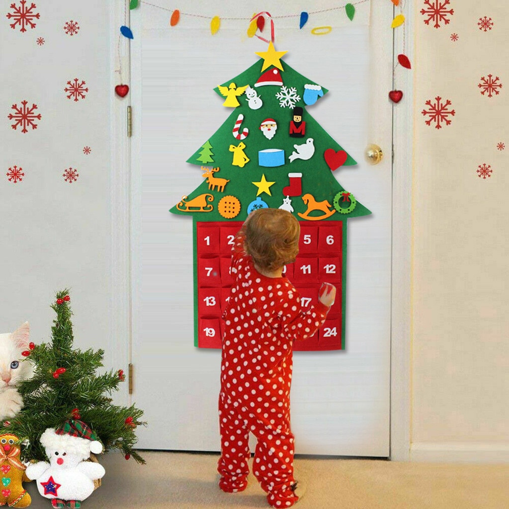 Décorations de noël grands feutres calendrier de l'avent de noël avec poches super
