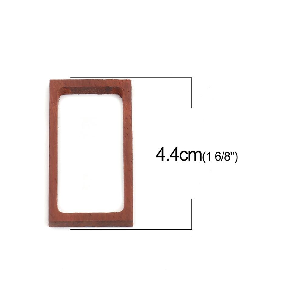 1 Pcs Sandelhout Open Terug Bezel Voor Hars Bruin Rood Ovale Walvis Vierkante Vissenstaart Hexagon Cone Kerst Halloween Verjaardag thuis: Rectangle4.4x2.4