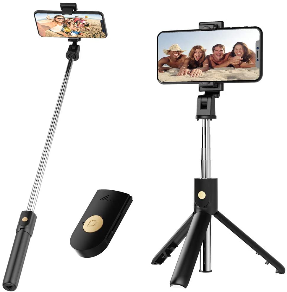 Mini Tripod Remote Control Selfie Stick Monopod Foldable Wireless Shutter Extendable Monopod For IPhone Android Phone: Black