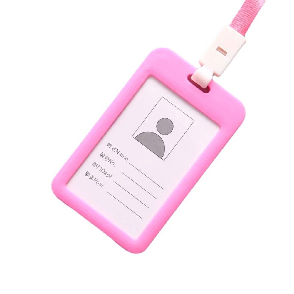 Work Card Holders With Rope Aluminium Alloy Card Holder Employee Name ID Card Cover Metal Work Certificate Identity Badge: Pink